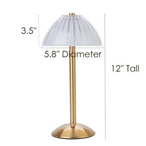 Cordless Gold Table Lamp for Home and Dining Rooms USB Rechargeable 12 Inch Brass LED Lamp with Built In Dimmer and 3 Color Modes Warm Natural Cold White