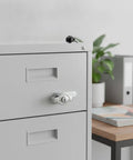 Sturdy Cam Lock For Cabinets, File Drawers And Cupboards, Zinc Alloy Replacement With Silver Finish, installed on metal cabinet