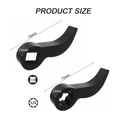 Two Piece Pry Bar Wrench Adapter Heads For Half Inch Drive Crowbar Adapters Set Ideal For Half Shaft Removal And Car Repair Tools Black