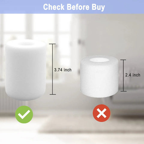 Correct and incorrect foam filter sizes for All In One Robot Vacuum Accessory Kit For AI Models AV2501S AV2501AE RV2502AE