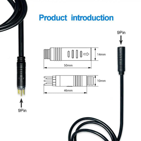 E Bike Motor Extension Cable 9 Pin Waterproof Female To Male Connector For Wheel Motors, Plug And Play Easy Install Arrow Labeled Wiring Kit, Compatible With Mountain And Road E Bikes, Heavy Duty Weatherproof Extension Cord