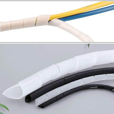 Spiral Cable Wrap 20 Ft 1/2 Inch Flexible Cable Sleeve For Computer Cables Power Cords And Audio Video Cables White Durable PE Material