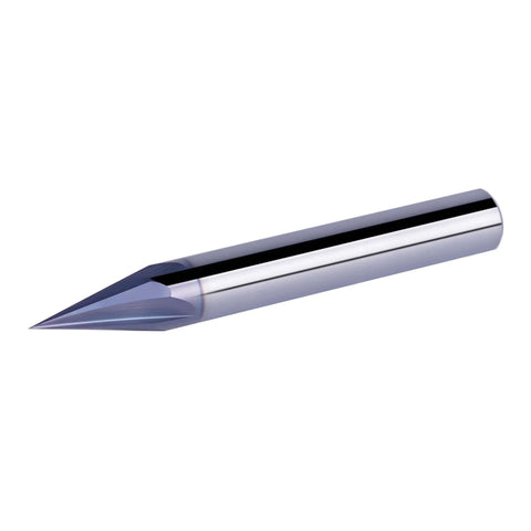 SpeTool 30° V-groove router bit with TiAIN coating, 1/4 in shank, 4-flute carbide, side view