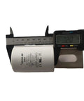 Heavy Duty 500Amp High Voltage DC Fuse 750V measured with caliper, showing dimensions for precision in electric vehicle applications.