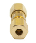 Brass compression tube fitting, union coupling with hex ends, close-up view