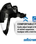 Lightweight Face Shield With High Impact Crown And Ratchet Headgear For Work Sites Grinding Plasma And Flame Cutting ANSI Z87.1