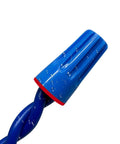 Close-up of blue waterproof landscape wire connector from the 45-piece UL listed, weatherproof silicone sealed kit for outdoor lighting.