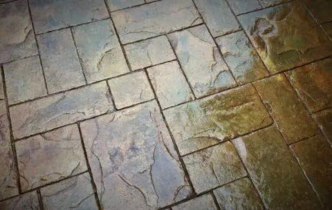 Tough As Nails Silicone Concrete Sealer Gives A Knockout High Gloss Shine To Patios And Driveways on textured stamped paving.