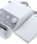 Pro Level Angled Brushless Electric Rotary Buffer For Polishing Carving Engraving Glass Ceramic Silicone And Stone Jewelry Crafting With Bulletproof Grey Grip And Hella Smooth Operation For Your Daily Workshop Or Home Jobs with digital display and foot pedal.