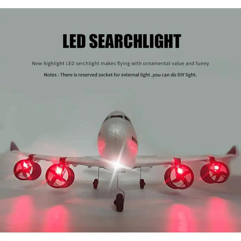 RC Airplane A380 Four Motor Two Point Four G Remote Control Plane With LED Lights Crash Resistant EPP Airliner With Front LED