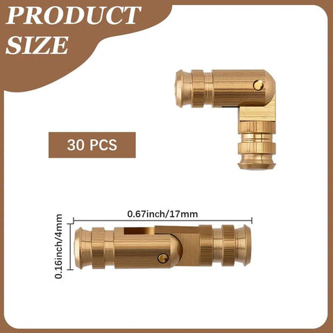 Hidden Brass Barrel Hinges 5mm Set Of 30 Pcs, 180 Degree Opening, Concealed design with measurements for DIY projects