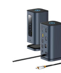 Next Level 11-In-1 Usb-C Hub Docking Station Built Different With Triple 4K 60Hz Monitor Support RJ45 Gigabit Ethernet, view showing ports and design.