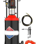 Pro Grade Top Shelf Air Grease Pump Heavy Duty Pneumatic Lubricator with hose, 360 nozzle, and easy mobility for workshops.