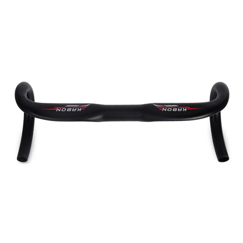 Lightweight 7075 Aluminum Road Bike Handlebars Thirty One Point Eight Millimeter Clamp 420 Millimeter Drop Bars With Horns Bent And Compact Aero Bar For Fast Ride Top Notch Quality And Durable Performance In All Weather, front angle view.