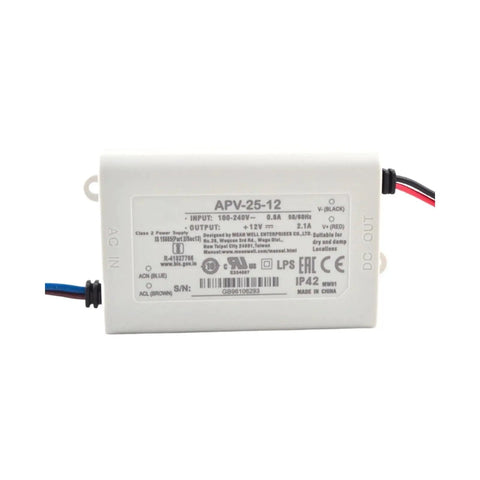 Heavy Duty 12 Volt Dc Power Supply 25 Watt Ac Dc Adapter with clear wiring and label for easy identification and reliable connection.