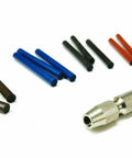 Two Millimeter Silicone Polishing Point Set 15 Piece Assortment With Five Grades And Chuck Mandrel on white background