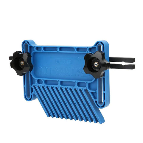 Adjustable Woodworking Featherboard Set Boss Level Fence Control Guide For Table Saw And Router Table Stackable Safety Push Block With No Sweat Setup And Secure Stock Hold 2 Pack blue polypropylene featherboard with clamp knobs