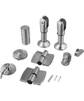 Heavy Duty Restroom Privacy Locks Hinges Kit For Public Partitions with durable stainless steel components displayed