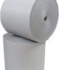 Kickass Reflective Foam Core Insulation Roll With Radiant Barrier And Vapor Block Slick White Foil Faced Heavy Duty 3 8 Inch Thick 4 Feet By 1000 Feet Long stacked rolls.