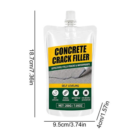 Self Leveling Concrete Crack Filler Waterproof Cement Sealant in 200g pouch for quick outdoor repair of cracked walkways and patios.