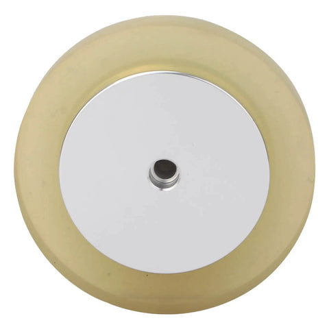 Top view of Encoder Measuring Wheel, Meter Counting Wheel for Inkjet Printer (200) with a light yellow rubber rim and metal center.