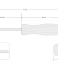 Long Number One Phillips Screwdriver With Hard Handle For Full Engagement, Precision Truncated Tip, Classic Smooth Grip DSP34001 diagram