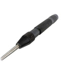 Tough As Nails 18 Piece Roll Pin Punch Set with automatic center punch for marking, featuring knurled grip and steel tip.