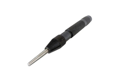 Tough As Nails 18 Piece Roll Pin Punch Set with automatic center punch for marking, featuring knurled grip and steel tip.