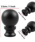 Two Pack Black Lamp Finials With Metal Knob Tops For Lampshades Screw Cap Nut Style Durable Die Cast Aluminum Minimalist Globe Design Decorative Replacement For DIY Table Or Floor Lamps