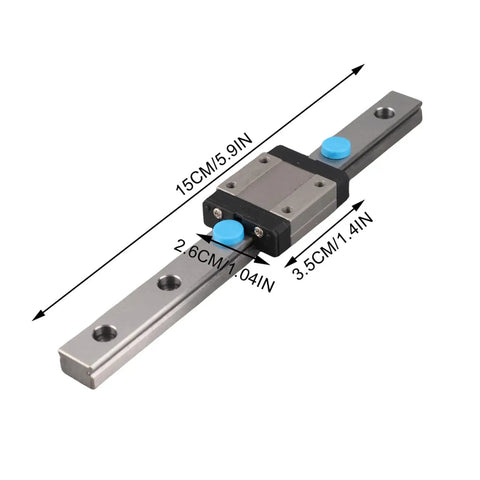 LML12B 12 Mm Linear Guide Rail And Slide Block Set With 150 Mm Rail bearing steel, shown with 15CM length markings
