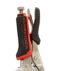 6 Inch C Clamp Face Locking Pliers With Swivel Pads For Heavy Duty Grip Like A Boss And Locking Power, Clamp Bulky Workpieces Up To Two And A Quarter Inches Thick, 26 Inch Length, Two Inch Jaw Depth, Durable Construction close-up of handle and jaw