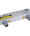 Panel Mount Water Flowmeter For Liquids 0.05 To 0.5 GPM (0.2 To 2 LPM) Acrylic Rectangular Body 170 mm Height Easy Inline Panel Install With Clear Readout And Upward Travel Flow Indicator, gray threaded ports