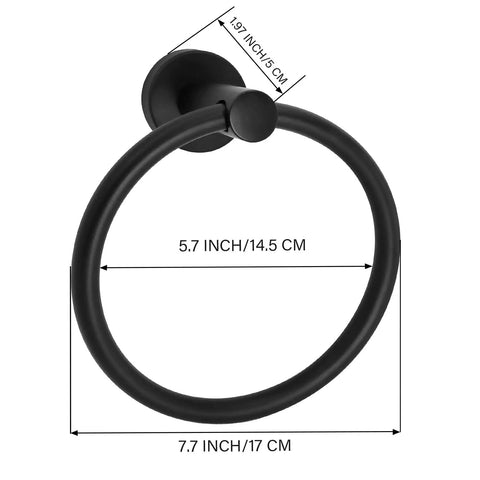Stainless Steel Towel Ring For Bathroom Wall Mounted Holder Black Matte Finish No Fuss Rust Resistant SUS304 Round Design Easy Install