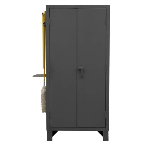 Rugged Industrial Metal Storage Cabinet With Tough As Nails Lockable Recessed Door Extra Heavy Duty Workshop Cupboard For Garage And Warehouse Tools And Supplies Sturdy Steel Construction For Reliable Daily Use, front view