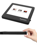 Ultra Thin Portable Slide Scanner With LED Light Panel 5 X 4 Inch Viewing Frame held, displaying slides