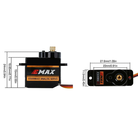 Beefy 12G Analog RC Servo With Metal Gear For SCX24 AX24 RC Cars And Boats Upgrade shown with dimensions and metal gear.