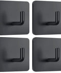 Heavy Duty Adhesive Hooks Black Self Adhesive That Really Grip Holds Towels Coats Keys And More Four Pack Stainless Steel Design