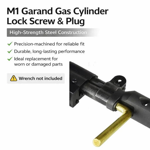 M1 Garand Gas Cylinder Lock Screw & Plug with high-strength steel construction for reliable fit and performance.
