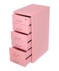 Heavy Duty Steel Rolling File Cabinet With Secure Key Lock And Smooth Swivel Casters For Under Desk Office Organizing, pink, 14x18x28 inches.