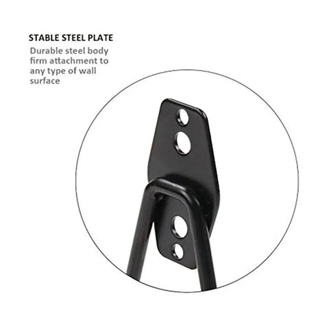Close-up of heavy duty wall mount garage hooks set 4 pack with anti slip coating showing stable steel plate design.