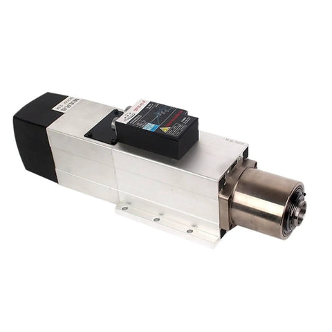 Pro Grade 4.5Kw Air Cooled Spindle Motor With ISO30 Taper And Automatic Tool Changer Built Like A Tank For Cnc Woodworking Routers Running Smooth As Butter On 380V, showing the spindle design and taper.