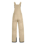 Back view of beige Women's Sleeveless Ski Bibs Snow Pants For Winter Cozy Fit Lightweight Breathable Polyester With Spandex Adjustable Shoulder Straps Snow Overalls for cold weather.