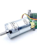 Cool 37Mm Dc Reduction Gear Motor With High Torque For Robotics And Automation Projects That Runs Smoothly On 12 Or 24 Volts And Does Both Clockwise And Counter Clockwise Spins Super Efficiently, showing a silver 24V motor.