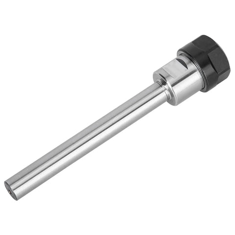 Heavy Duty Straight Shank C12 Collet Chuck Holder With ER16 Ground Clamping For CNC Milling And Lathe Deep Rod Extension Work High Rigidity 100mm Length, silver steel design.