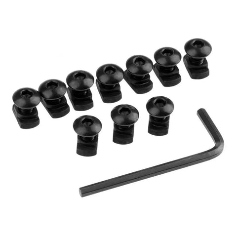 Badass Mlok Standard Screw And Nut Kit With 12 Millimeter Fasteners For Rifle Accessories Heavy Duty Steel Black Anodized Finish Rust Proof screws and t nuts with hex key.