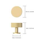 Top view of Swanky Brushed Gold Kitchen Cabinet Knobs And Drawer Pulls Set Of 10, 1.1 inch round, solid metal finish.