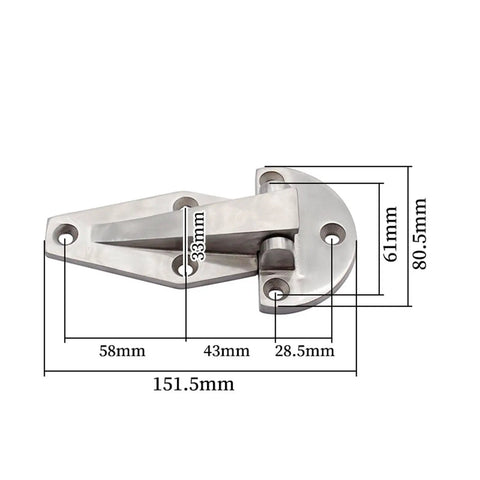 Stainless Steel Freezer Door Hinge For Heavy Duty Refrigerators With Smooth Motion And Quick Mount Locking Hardware Industrial Grade 151.5mm By 80.5mm, 151.5mm x 80.5mm