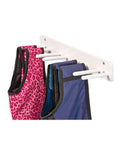 Wall Mounted Peg Style Lead Apron Rack With Eight Pegs, Heavy Duty Steel Construction, tilt ends prevent slips in clinics.