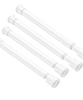 4 Pack Short Spring Tension Curtain Rods 8 To 12 Inches No Drill Mini DIY Slim Window Cupboard Sidelight White Easy To Install