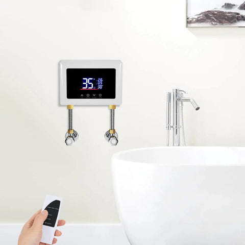 Big Time Hot Water On Tap With This Darn Fast 3000W Wall Mounted Tankless Electric Water Heater with remote and digital display.